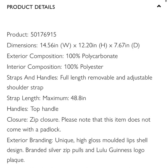 Lulu Guinness Black Bag (Lips Pattern) from the UK - Picture 16 of 16